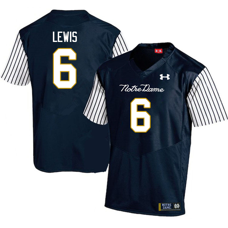 Men #6 Clarence Lewis Notre Dame Fighting Irish College Football Jerseys Sale-Alternate Navy - Click Image to Close